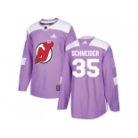 Men Adidas New Jersey Devils #35 Cory Schneider Purple Authentic Fights Cancer Stitched NHL Jersey