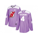 Men Adidas New Jersey Devils #4 Scott Stevens Purple Authentic Fights Cancer Stitched NHL Jersey