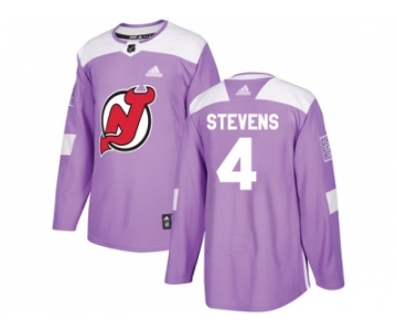 Men Adidas New Jersey Devils #4 Scott Stevens Purple Authentic Fights Cancer Stitched NHL Jersey