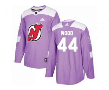 Men Adidas New Jersey Devils #44 Miles Wood Purple Authentic Fights Cancer Stitched NHL Jersey