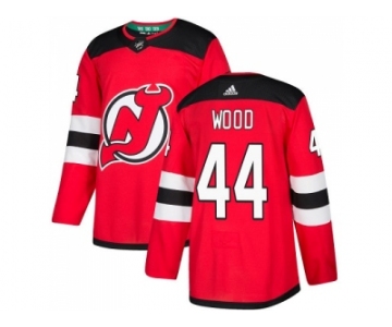 Men Adidas New Jersey Devils #44 Miles Wood Red Home Authentic Stitched NHL Jersey