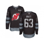 Men Adidas New Jersey Devils #63 Jesper Bratt Black 1917-2017 100th Anniversary Stitched NHL Jersey