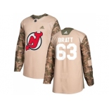 Men Adidas New Jersey Devils #63 Jesper Bratt Camo Authentic 2017 Veterans Day Stitched NHL Jersey