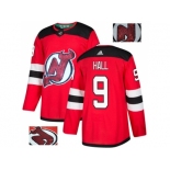 Men Adidas New Jersey Devils #9 Taylor Hall Red Home Authentic Fashion Gold Stitched NHL Jerse