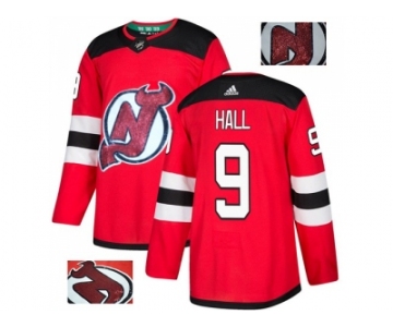 Men Adidas New Jersey Devils #9 Taylor Hall Red Home Authentic Fashion Gold Stitched NHL Jerse