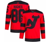 Men New Jersey Devils #86 Jack Hughes Red 2023 2024 Stadium Series Stitched Jersey