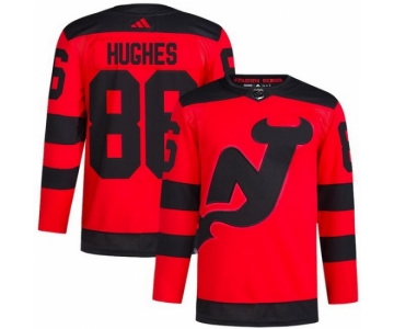 Men New Jersey Devils #86 Jack Hughes Red 2023 2024 Stadium Series Stitched Jersey