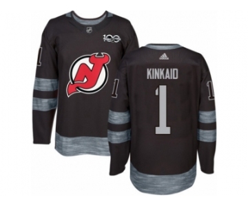 Men's Adidas New Jersey Devils #1 Keith Kinkaid Authentic Black 1917-2017 100th Anniversary NHL Jersey