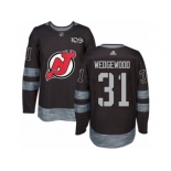 Men's Adidas New Jersey Devils #31 Scott Wedgewood Authentic Black 1917-2017 100th Anniversary NHL Jersey