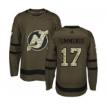 Men's Devils #17 Wayne Simmonds Green Salute to Service Stitched Hockey Jersey