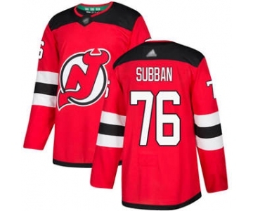 Men's Devils #76 P. K. Subban Red Home Stitched Hockey Jersey