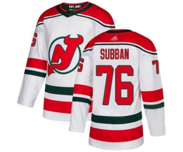 Men's Devils #76 P. K. Subban White Alternate Stitched Hockey Jersey