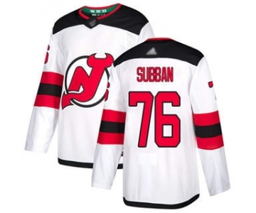 Men's Devils #76 P. K. Subban White Road Stitched Hockey Jersey