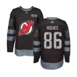 Men's Devils #86 Jack Hughes Black 1917-2017 100th Anniversary Stitched Hockey Jersey