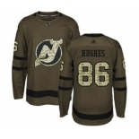 Men's Devils #86 Jack Hughes Green Salute to Service Stitched Hockey Jersey