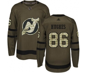 Men's Devils #86 Jack Hughes Green Salute to Service Stitched Hockey Jersey