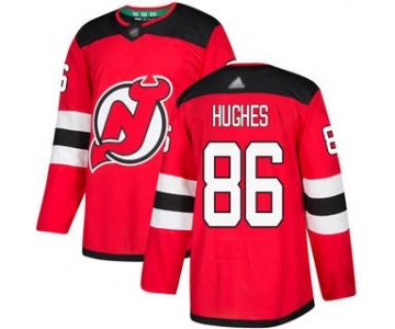 Men's Devils #86 Jack Hughes Red Home Stitched Hockey Jersey