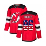 Men's Devils #86 Jack Hughes Red Home USA Flag Stitched Hockey Jersey