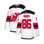 Men's Devils #86 Jack Hughes White Road Stitched Hockey Jersey