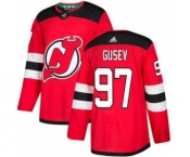 Men's Devils #97 Nikita Gusev White Road Authentic Stitched Hockey Jersey