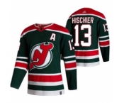 Men's New Jersey Devils #13 Nico Hischier Green 2020-21 Reverse Retro Alternate Hockey Jersey