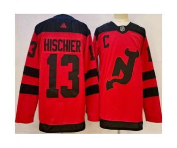 Men's New Jersey Devils #13 Nico Hischier Red 2024 Stadium Series Authentic Jersey