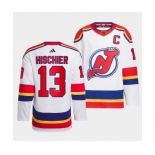 Men's New Jersey Devils #13 Nico Hischier White 2022-23 Reverse Retro Stitched Jerse