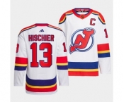 Men's New Jersey Devils #13 Nico Hischier White 2022-23 Reverse Retro Stitched Jerse