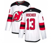 Men's New Jersey Devils #13 Nico Hischier White Road Stitched Hockey Jersey