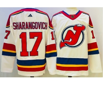 Men's New Jersey Devils #17 Yegor Sharangovich White 2022 Reverse Retro Authentic Jersey