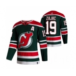 Men's New Jersey Devils #19 Travis Zajac Green 2020-21 Reverse Retro Alternate Hockey Jersey