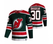 Men's New Jersey Devils #30 Martin Brodeur Green 2020-21 Reverse Retro Alternate Hockey Jersey