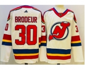 Men's New Jersey Devils #30 Martin Brodeur White 2022 Reverse Retro Authentic Jersey