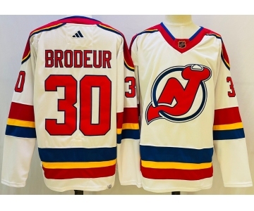 Men's New Jersey Devils #30 Martin Brodeur White 2022 Reverse Retro Authentic Jersey