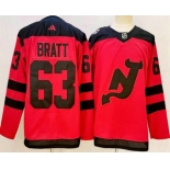 Men's New Jersey Devils #63 Jesper Bratt Red 2024 Stadium Series Authentic Jersey