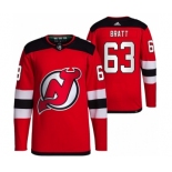 Men's New Jersey Devils #63 Jesper Bratt Red Stitched Jersey