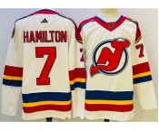 Men's New Jersey Devils #7 Dougie Hamilton White 2022 Reverse Retro Authentic Jersey