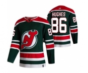 Men's New Jersey Devils #86 Jack Hughes Green 2020-21 Reverse Retro Alternate Hockey Jersey