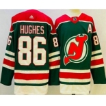 Men's New Jersey Devils #86 Jack Hughes Green 2021 Reverse Retro Authentic Jersey