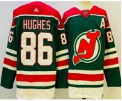 Men's New Jersey Devils #86 Jack Hughes Green 2021 Reverse Retro Authentic Jersey