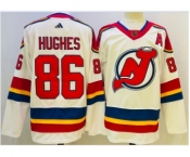 Men's New Jersey Devils #86 Jack Hughes White 2022 Reverse Retro Authentic Jersey