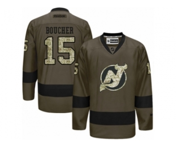 Men's Reebok New Jersey Devils #15 Reid Boucher Authentic Green Salute to Service NHL Jersey