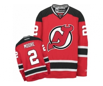 Men's Reebok New Jersey Devils #2 John Moore Authentic Red Home NHL Jersey