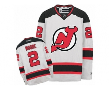 Men's Reebok New Jersey Devils #2 John Moore Authentic White Away NHL Jersey