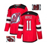 New Jersey Devils #11 Brian Boyle Authentic Red Fashion Gold Hockey Jersey