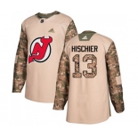 New Jersey Devils #13 Nico Hischier Authentic Camo Veterans Day Practice Hockey Jersey