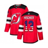 New Jersey Devils #13 Nico Hischier Authentic Red USA Flag Fashion Hockey Jersey