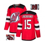 New Jersey Devils #15 Jamie Langenbrunner Authentic Red Fashion Gold Hockey Jersey