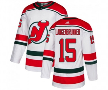 New Jersey Devils #15 Jamie Langenbrunner Authentic White Alternate Hockey Jersey