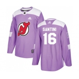 New Jersey Devils #16 Steve Santini Authentic Purple Fights Cancer Practice Hockey Jersey